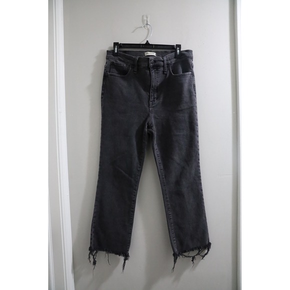 Madewell Denim - Madewell Cali Demi-Boot Jeans Faded Black Raw Hem High Rise Size 31 Slim Flare